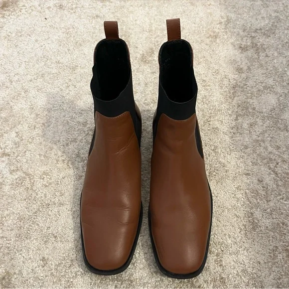 Everlane The Italian Leather Square Toe Chelsea Boots in Peanut Size 7.5 - Picture 3 of 10
